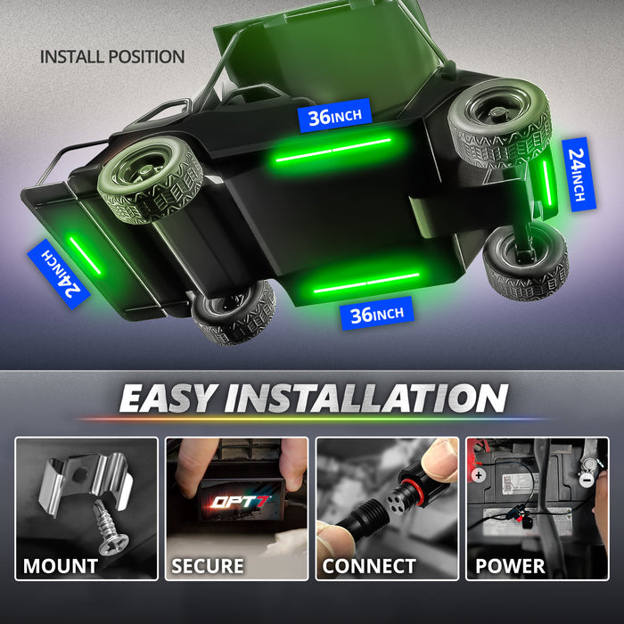 AURA PRO Golf Cart Aluminum Underbody Glow LED Lighting Kit Bluetooth APP and Remote Control