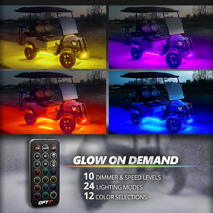 AURA PRO Golf Cart Aluminum Underbody Glow LED Lighting Kit Bluetooth APP and Remote Control