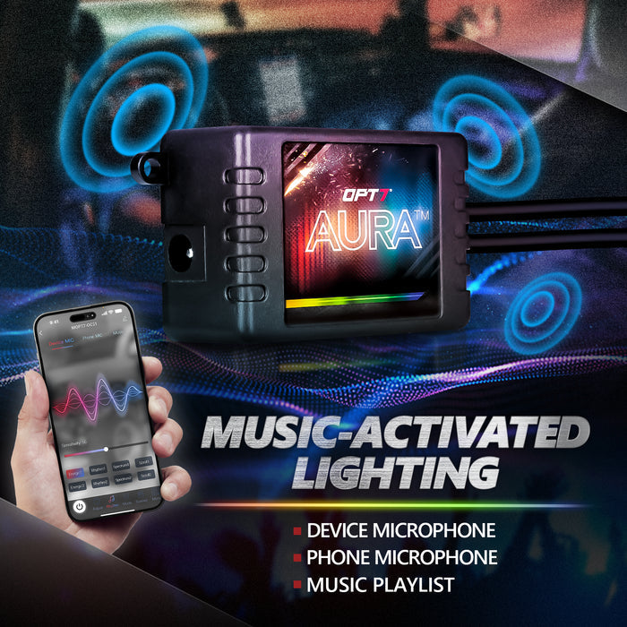 AURA PRO LED Interior Ambient Lighting Kit (4 x 12 Inch or 6 x 12-Inch) - Bluetooth Enabled APP Full Color Spectrum