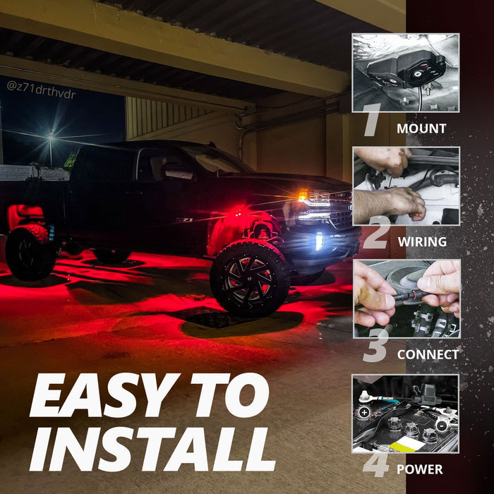 AURA PRO Quantum Bluetooth LED Rock Light Kit With 4 Multi-Color + White (RGBW) Pods