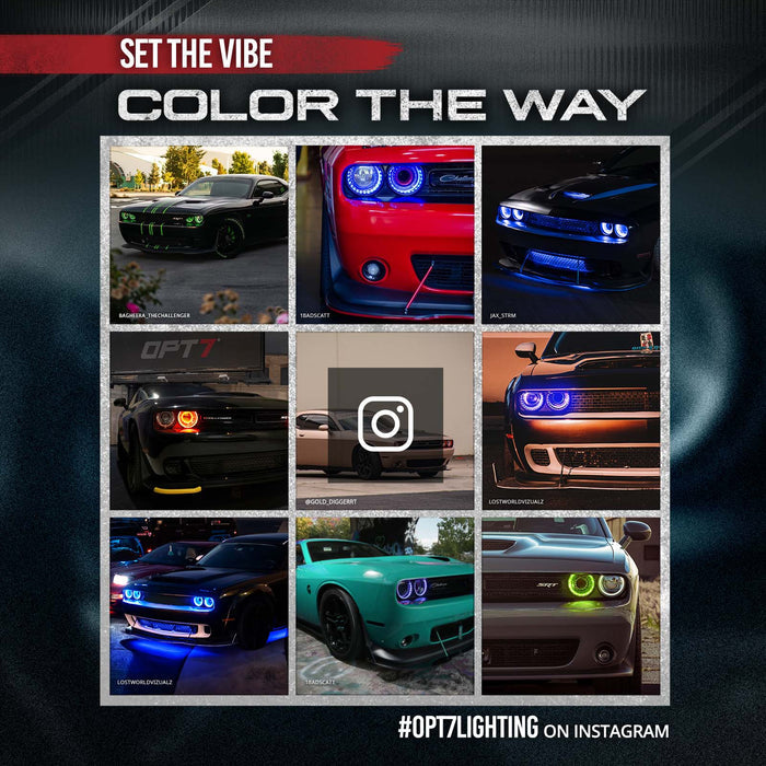 AURA Remote Control Day Time Running Light DRL Halo RGB for Dodge Challenger 08-23 - Install Friendly