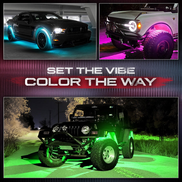 AURA Wheel Well LED Lighting Kit 24-Inch Multi-Color Strips x 4 - Remote Control Full Color Spectrum