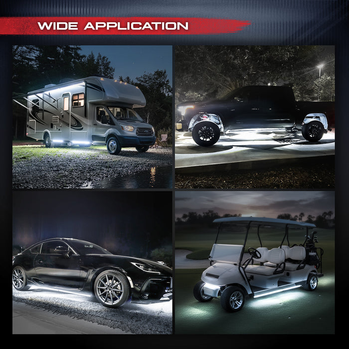 AURA White LED Aluminum Underglow Lighting Kit