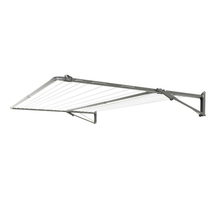 Austral Add-A-Line dual frame fold down clothesline fully open against a white background. Frame colour Woodland Grey.