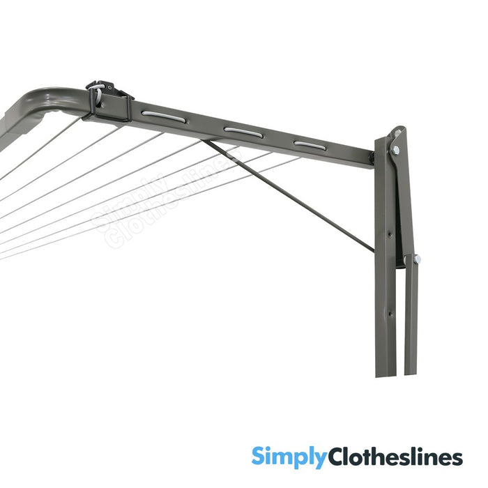 Detailed view of the heavy-duty wall bracket and the smallest frame extended for the Austral Add-A-Line.