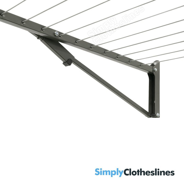 Detailed view of the heavy-duty wall bracket and corner frame and strut of the Austral Fold Down.