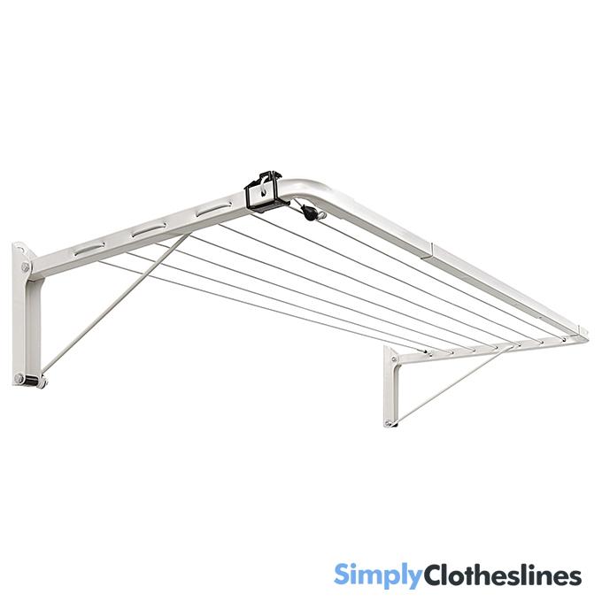 Austral Indoor Outdoor fold down clothesline shown in the fully extended position against a white background.