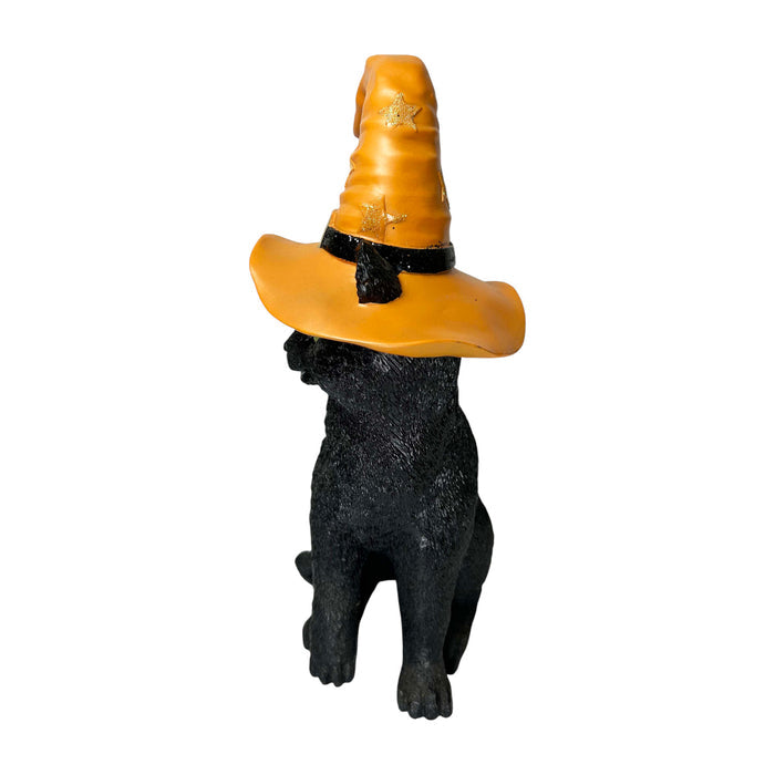 Black Cat with Orange Hat - 13" Tall