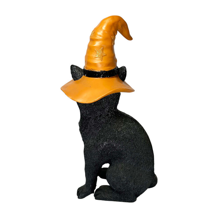 Black Cat with Orange Hat - 13" Tall