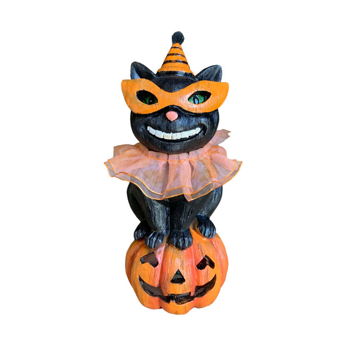 Black Cat with Party Hat - 8" Tall from the 2026 Moonlight Masquerade Halloween collection at Roger's Gardens