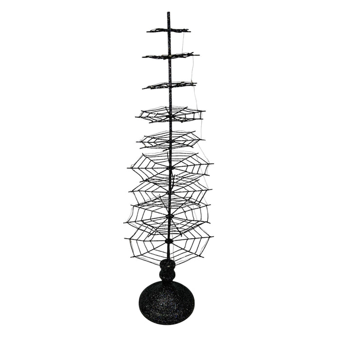 Black Glitter Spider Web Tree with LED Lighting - 24" Tall