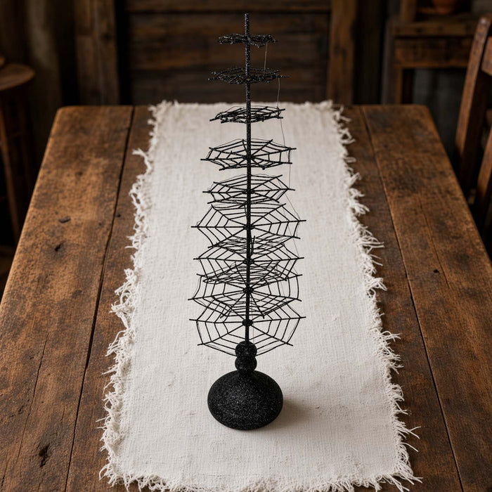 Black Glitter Spider Web Tree with LED Lighting - 24" Tall