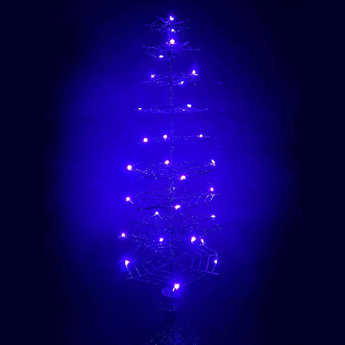 Black Glitter Spider Web Tree with LED Lighting - 24" Tall
