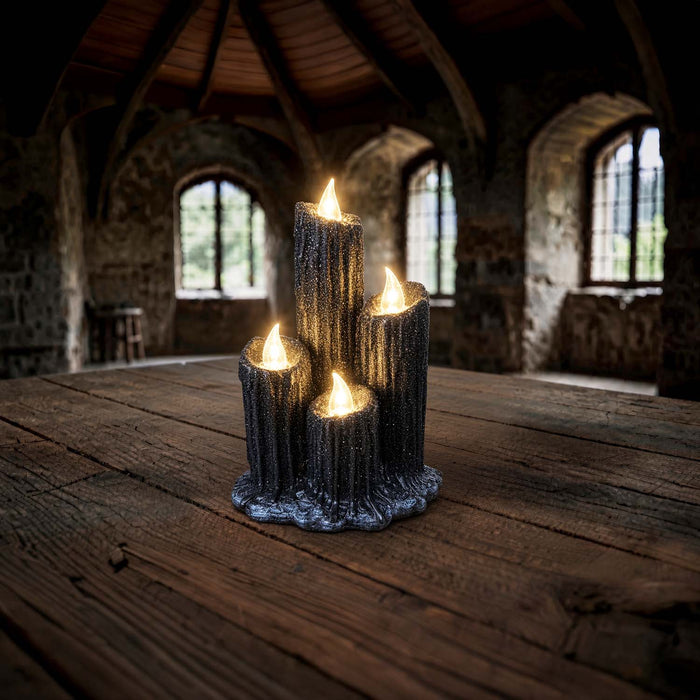 Black Melting Candles with LED Lighting - 9" Tall