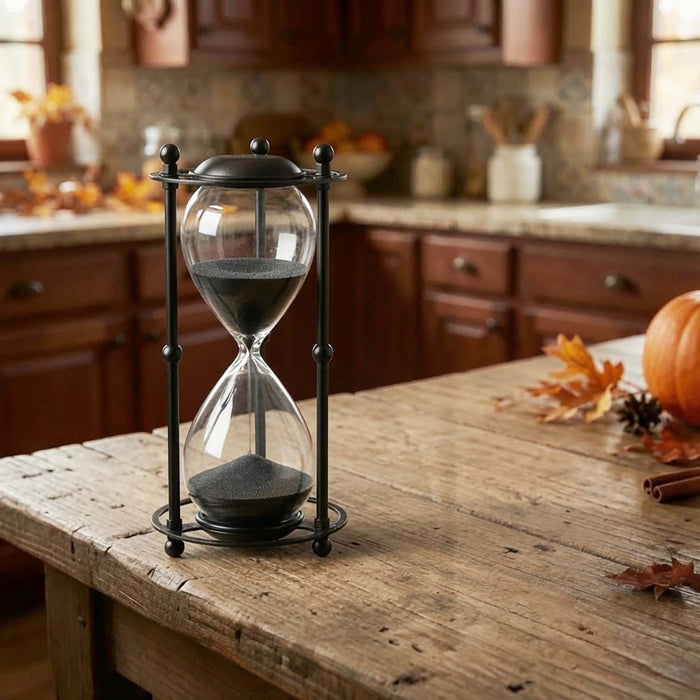 Black Sand Hour Glass - 13" Tall