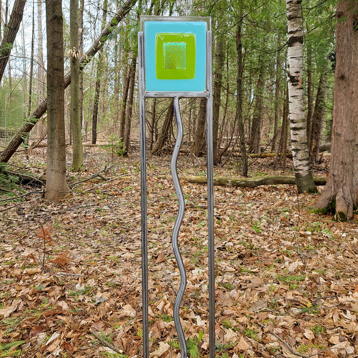 Blue and Green Dichroic Garden Stake