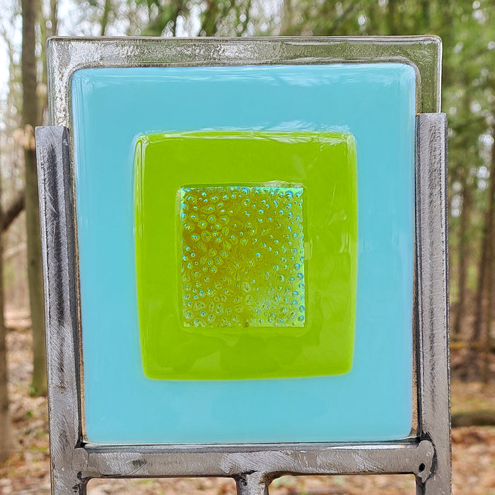 Blue and Green Dichroic Garden Stake