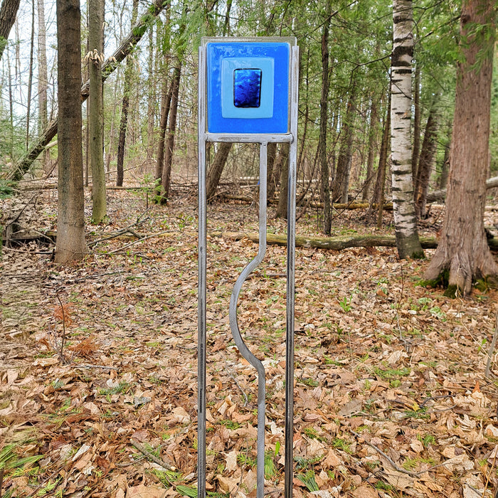 Blue Dichroic Garden Stake