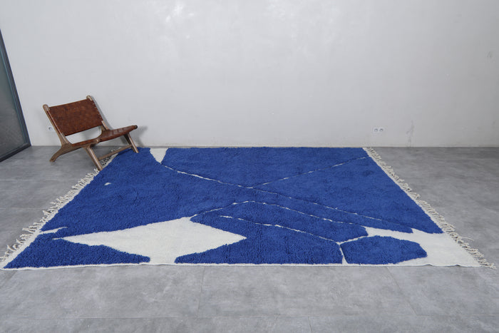 Blue & white Moroccan wool rug - Custom handwoven rug