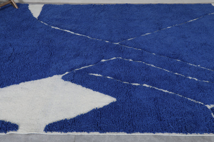 Blue & white Moroccan wool rug - Custom handwoven rug