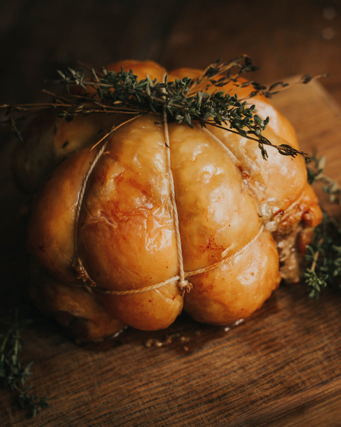 Boneless Turkey Leg Cushion with Sage and Red Onion Stuffing