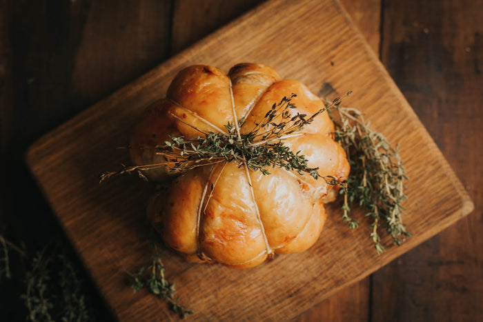 Boneless Turkey Leg Cushion with Sage and Red Onion Stuffing