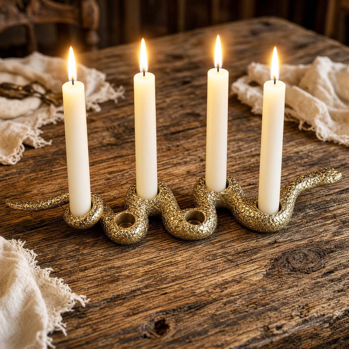 Bronze Snake Candle Holder - 16" Long