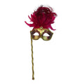 Burgundy Feather Stick Mask from the 2026 Moonlight Masquerade Halloween collection at Roger's Gardens