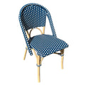 Cafe Royal Blue/White Side Chair with Rattan Frame