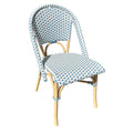 Cafe White/French Blue Side Chair with Rattan Frame