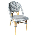 Cafe White/Royal Blue Side Chair with Rattan Frame