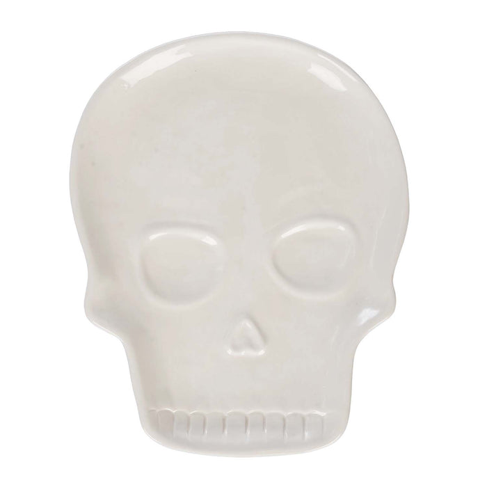 Ceramic Dolomite Skull Platter from the 2026 Moonlight Masquerade Halloween collection at Roger's Gardens