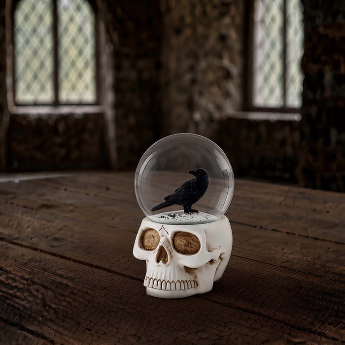 Crow Skull Water Globe - 6" Tall