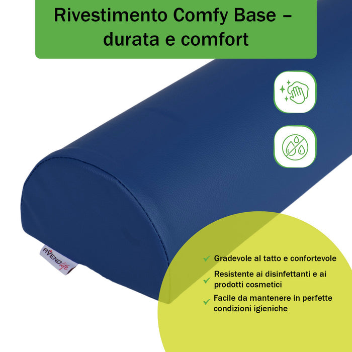 Cuscino cilindrico semicircolare 60x15x10 cm - K512 Blu