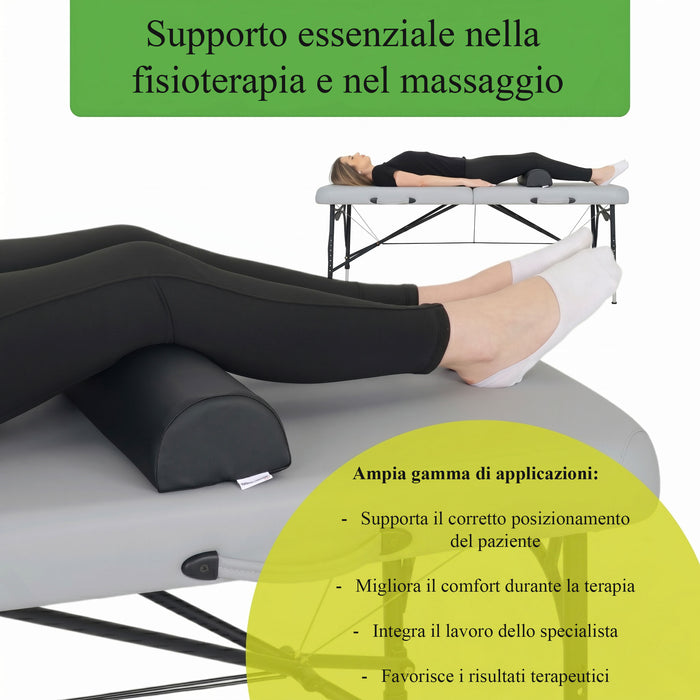 Cuscino cilindrico semicircolare 60x15x10 cm - K515 Nero