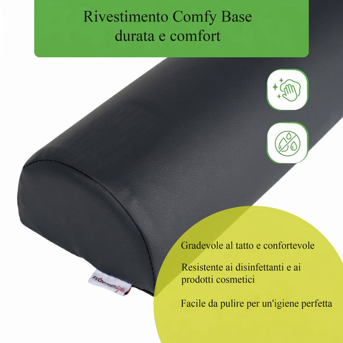 Cuscino cilindrico semicircolare 60x15x10 cm - K515 Nero