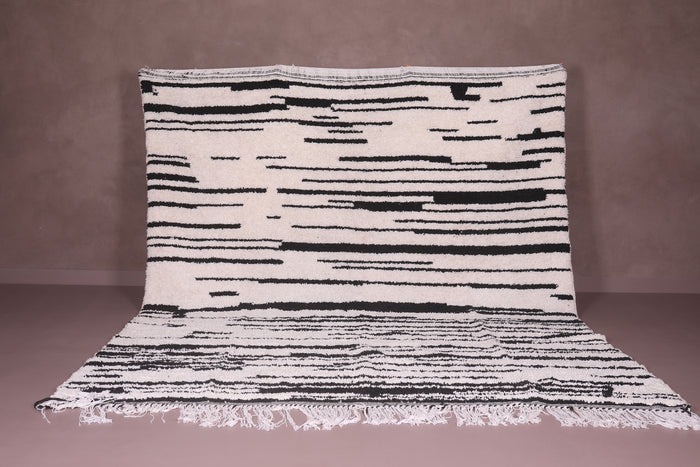Custom modern Moroccan rug – Cream base with abstract black stripes - custom moroccan rugs