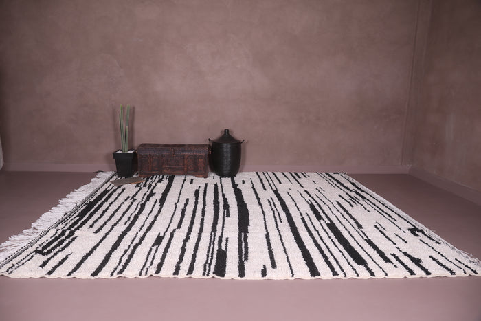 Custom modern Moroccan rug – Cream base with abstract black stripes - custom moroccan rugs