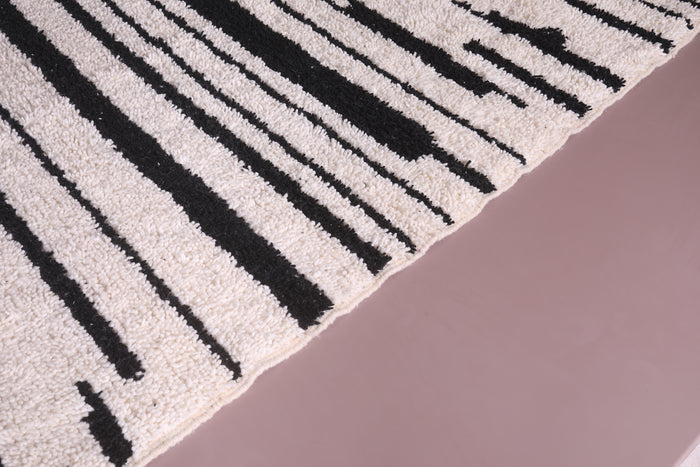 Custom modern Moroccan rug – Cream base with abstract black stripes - custom moroccan rugs