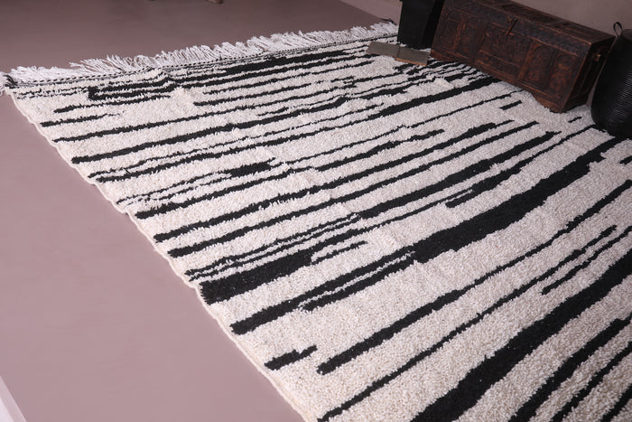 Custom modern Moroccan rug – Cream base with abstract black stripes - custom moroccan rugs