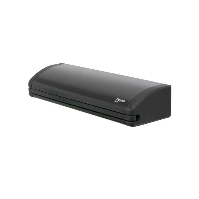 Daytek 6 line retractable clothesline closed in black wall mounted housing with 42 metres of hanging space.