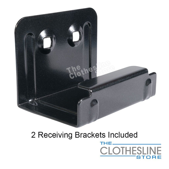 Daytek 6 line retractable clothesline with wall mounted receiving brackets included.