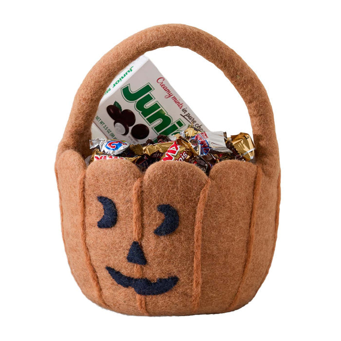 Fabric Tricks & Treats Pumpkin Basket - 12" Wide