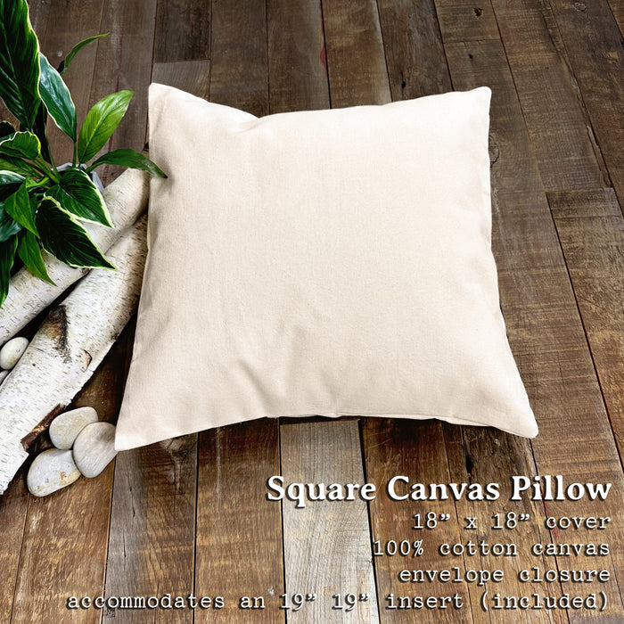 Fall Mountain Lake Scene - Customizable Square Canvas Pillow