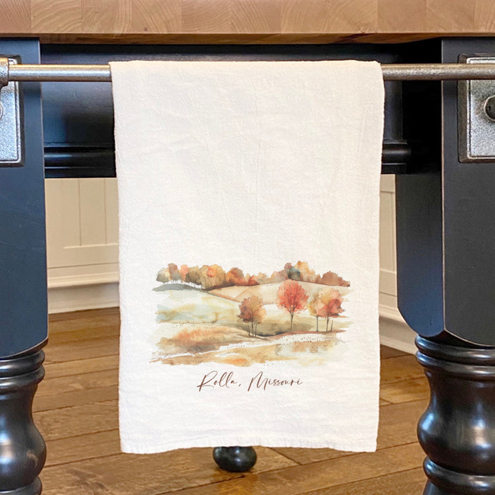 Fall Rolling Hills - Custom Cotton Tea Towel
