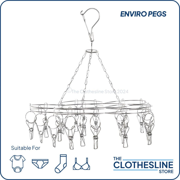 Flower Stainless Steel Sock Hanger With 20 x 316 Marine Grade Pegs