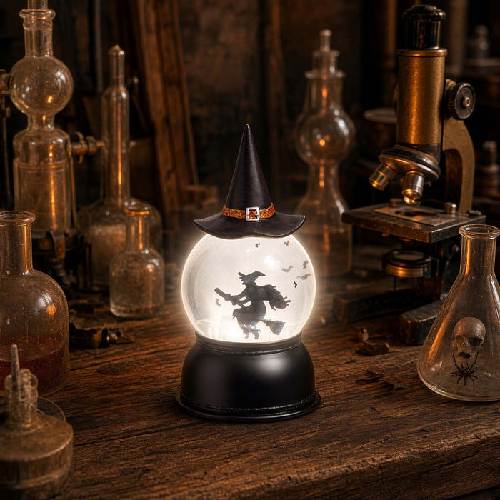 Flying Witch Water Globe - 8" Tall