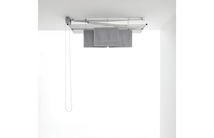 FoxyDry Mini Clothes Rack installed and fully lifted. Available at The Clothesline Store.