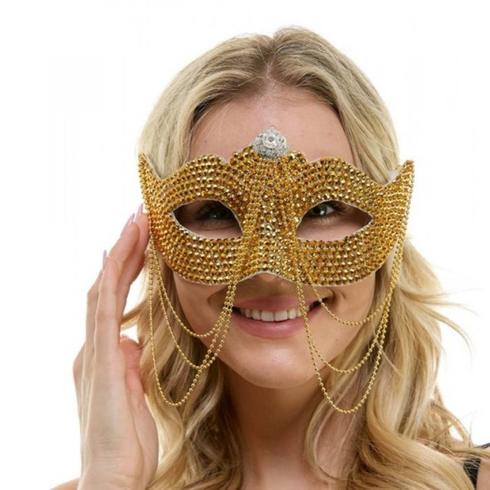 Gold Rhinestone Half Mask