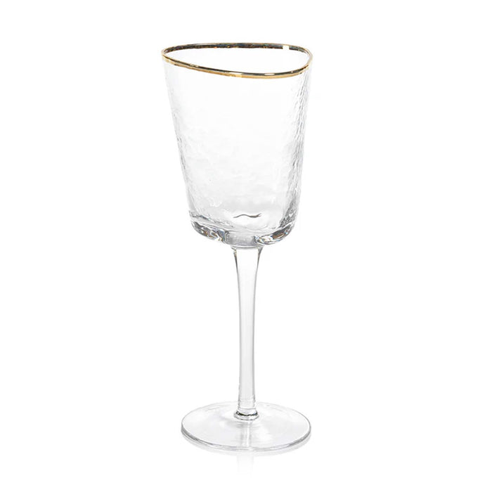 Gold Rim Triangle Wine Glass
